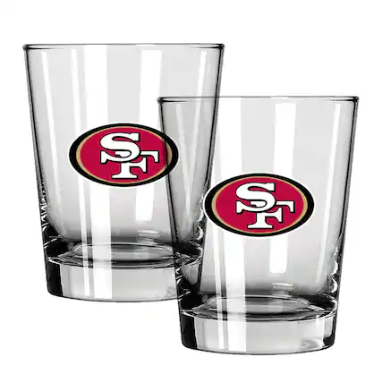 Front. The Memory Company - San Francisco 49ers 15oz. Two-Pack Rocks Glass Gift Set - Multicolor.