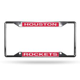 Rico Industries - Houston Rockets NBA All Corner EZ View Chrome Metal Laser Cut License Plate Frame - Multi