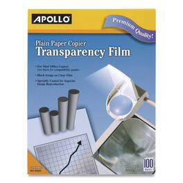 Apollo - VPP100CE-A 8.5 in. x 11 in. Plain Paper Transparency Film - (100/Box) - Black on Clear