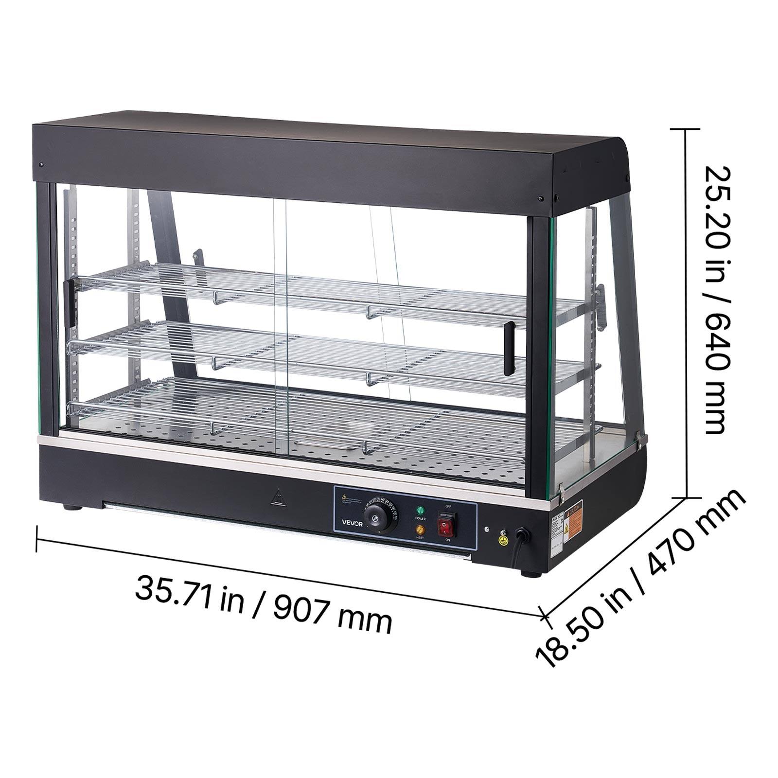 VEVOR - 35.71 in / 907 mm  
25.20 in / 640 mm  
18.50 in / 470 mm