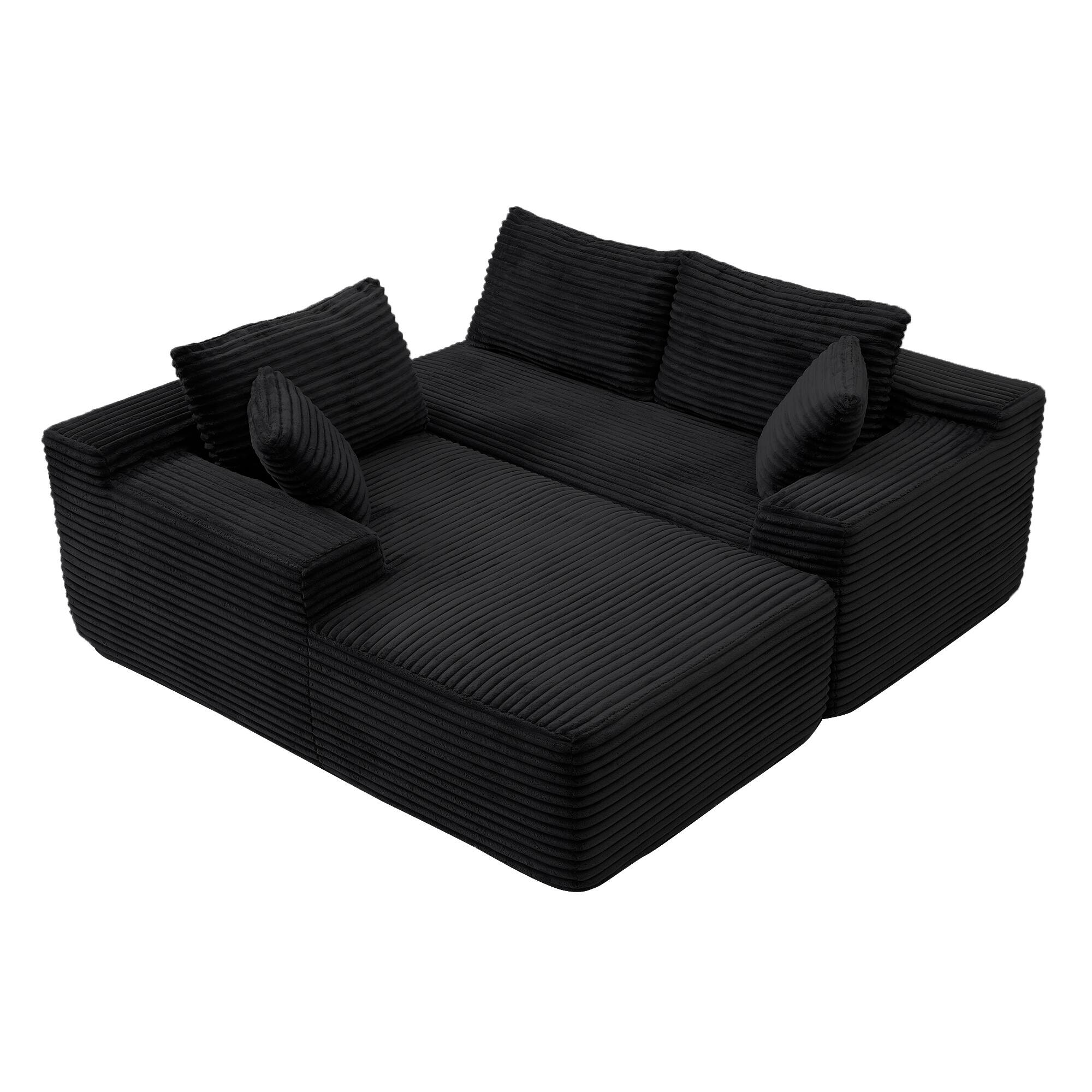 Alt View 1. Anysun - 95" Rabbit Hair Modular Left L-Shape Cloud Sofa - Recliner, Minimalist Sleeper, Deep Seat for Living Room - Black.