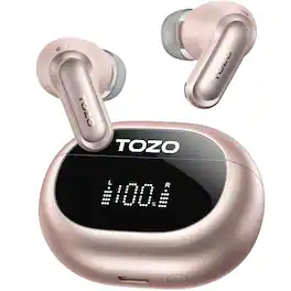 TOZO - NC20 Wireless Noise Canceling Earbuds,LDAC Hi-Res Audio,80H,Bluetooth 5.4,6-Mic ENC,IPX8,Wireless Charging Case - Rose Gold