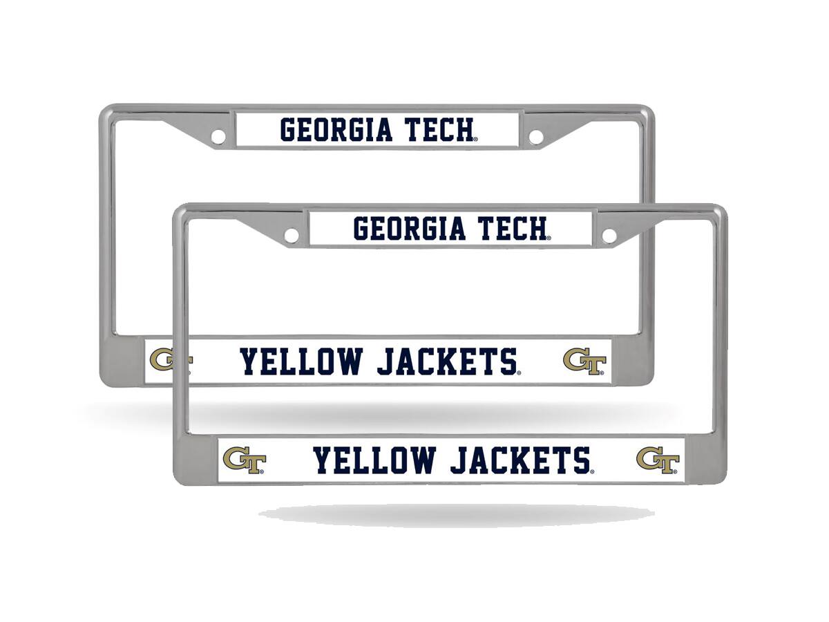 Georgia Tech Yellow Jackets (Set of 2) Chrome Metal License Plate Frames