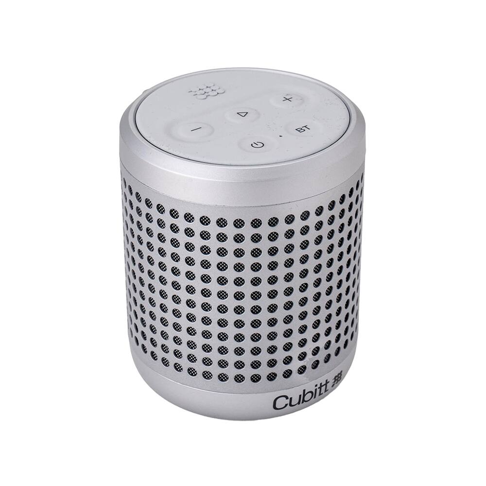 Angle. Cubitt - Cubitt Power Go Gen2 Bluetooth Speaker – 16W Sound, IPX7 Waterproof, 9H Playtime, Bluetooth 5.3 & AUX, TWS Stereo, - Silver.