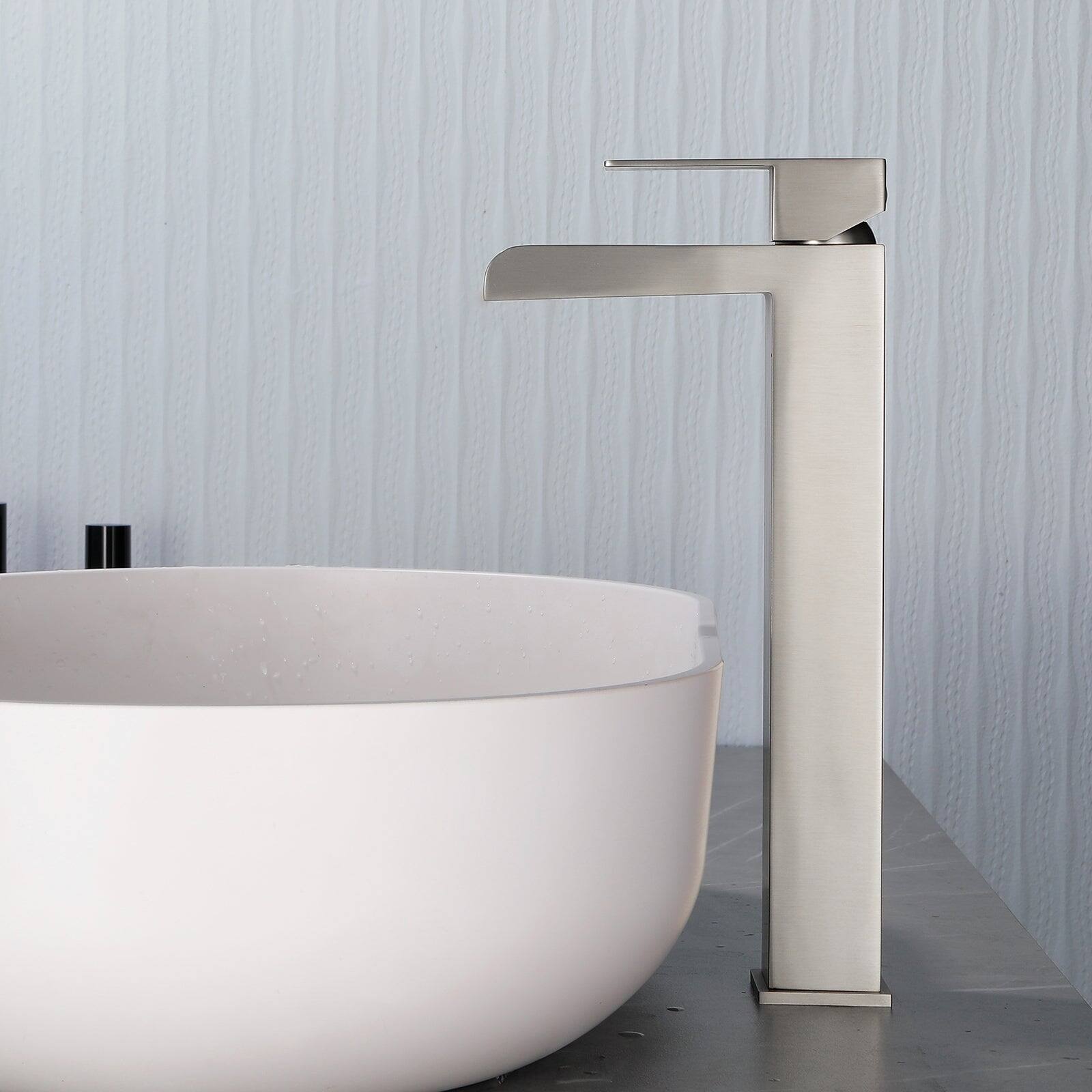 Alt View 4. Boyel Living - Brushed Faucet SUS304 Waterfall Spout cUPC Cartridge 60cm Supply Line Pop Up Drain - Brushed Nickel.