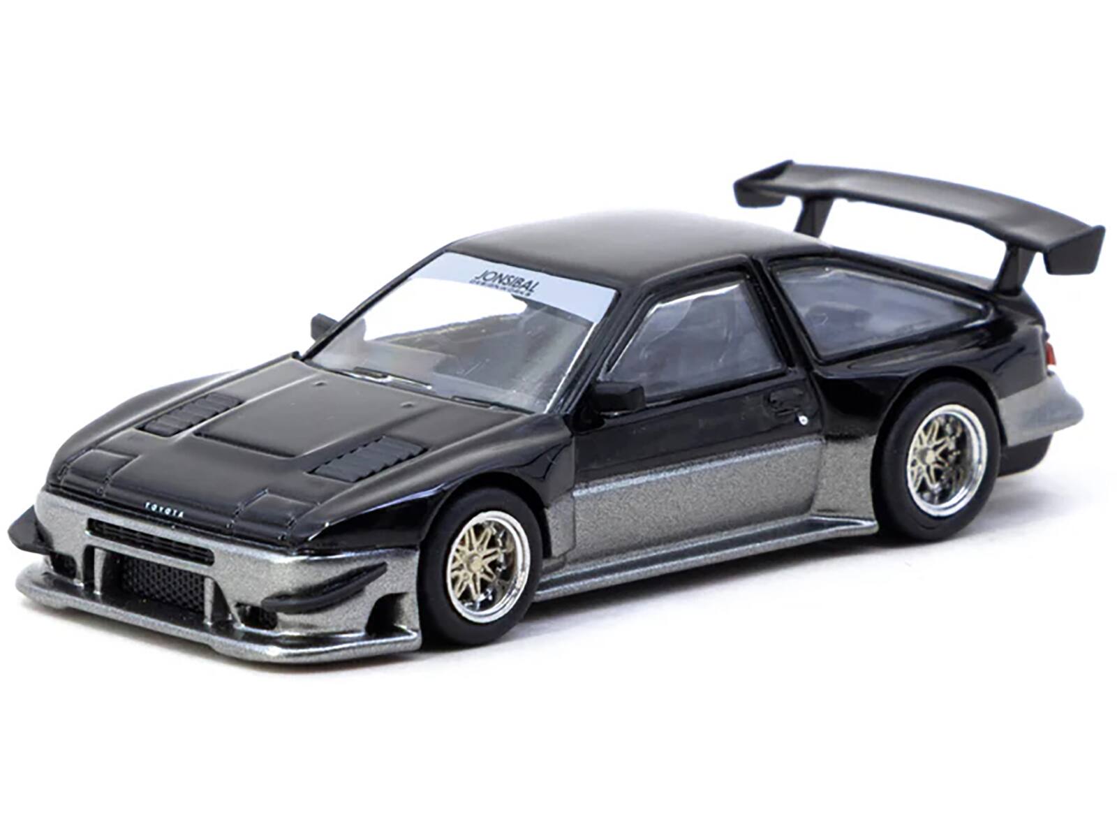 Alt View 1. Tarmac Works - Toyota Sprinter Trueno AE86 Widebody RHD "Jonsibal Designworks" Black & Gray Metallic 1/64 Diecast Model by Tarmac Works.