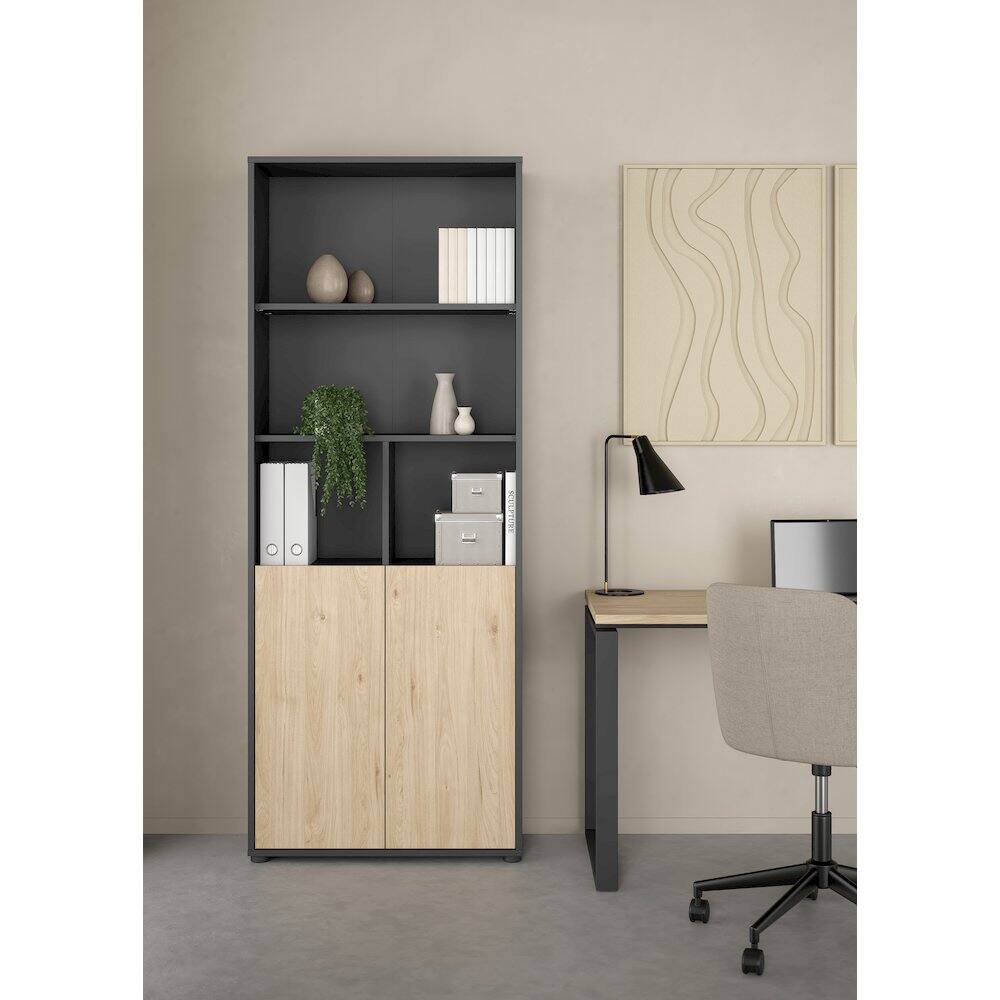 Alt View 8. Tvilum - 6 Shelf Boockase with 2 Doors, Home Office Storage - Gray.