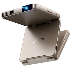 Aurzen - Tri-Fold Truly Mini Projector, Zero-Lag Focus, One-Click Screen Mirroring, 5000mAh Battery, DLP Tech - Gold