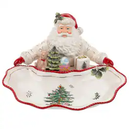 Spode - Christmas Tree Figural Santa Dish with 22-Karat Gold Accents - Multicolored