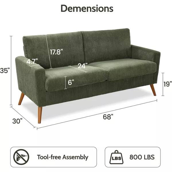 Dimensions:  
35" x 4.7" x 17.8" x 24" x 6" x 19" x 30" x 68"  

Tool-free Assembly  
800 LBS