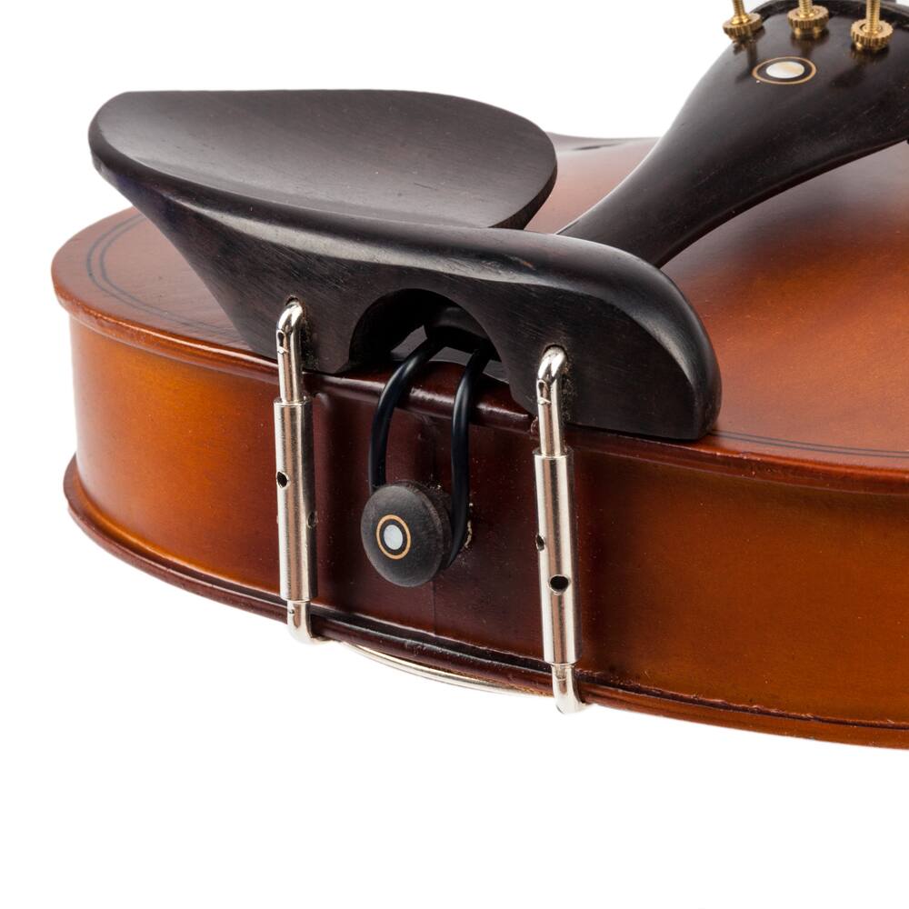 Left. Winado - 4/4 Solid Wood EQ Violin Case Bow Violin Strings Shoulder Rest Electronic Tuner Connecting Wire Cloth Matte - Matte.