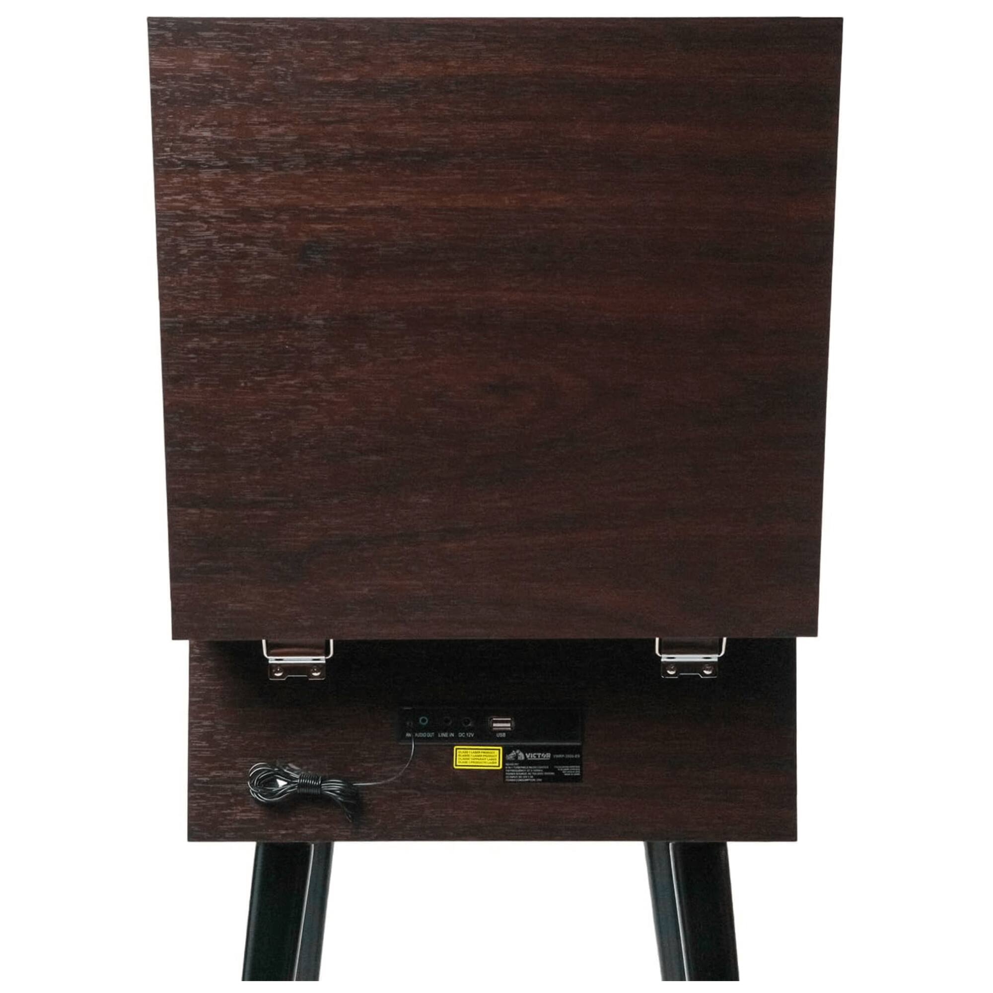 Alt View 1. Victor Audio - Newbury 8-in-1 Music Center w Chair-Height Legs, USB Slot & AM FM Radio - Espresso.