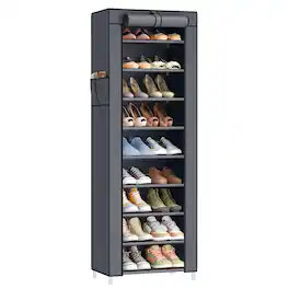 Songmics Home - 10-Tier Shoe Rack, Shoe Storage Cabinet with Dustproof Cover, Free-Standing Storage Organizer for Closet, Entryway - Slate Gray
