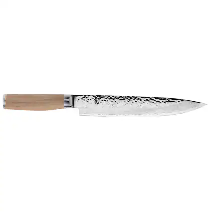 Front. Shun - Premier Blonde 9.5 Inch Slicing Knife - Silver.
