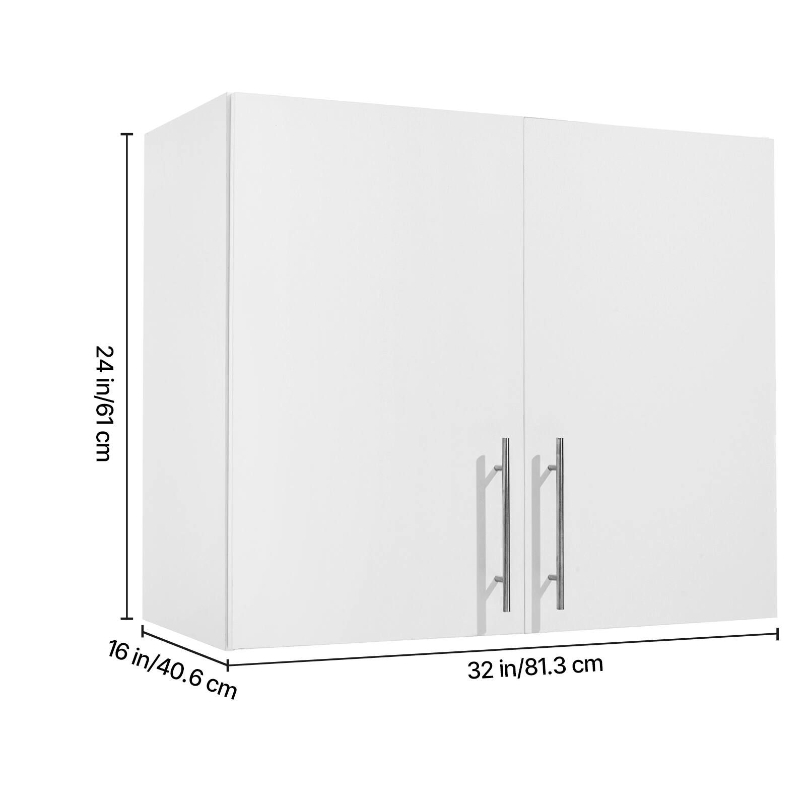 The corrected text is:

24 in/61 cm  
16 in/40.6 cm  
32 in/81.3 cm