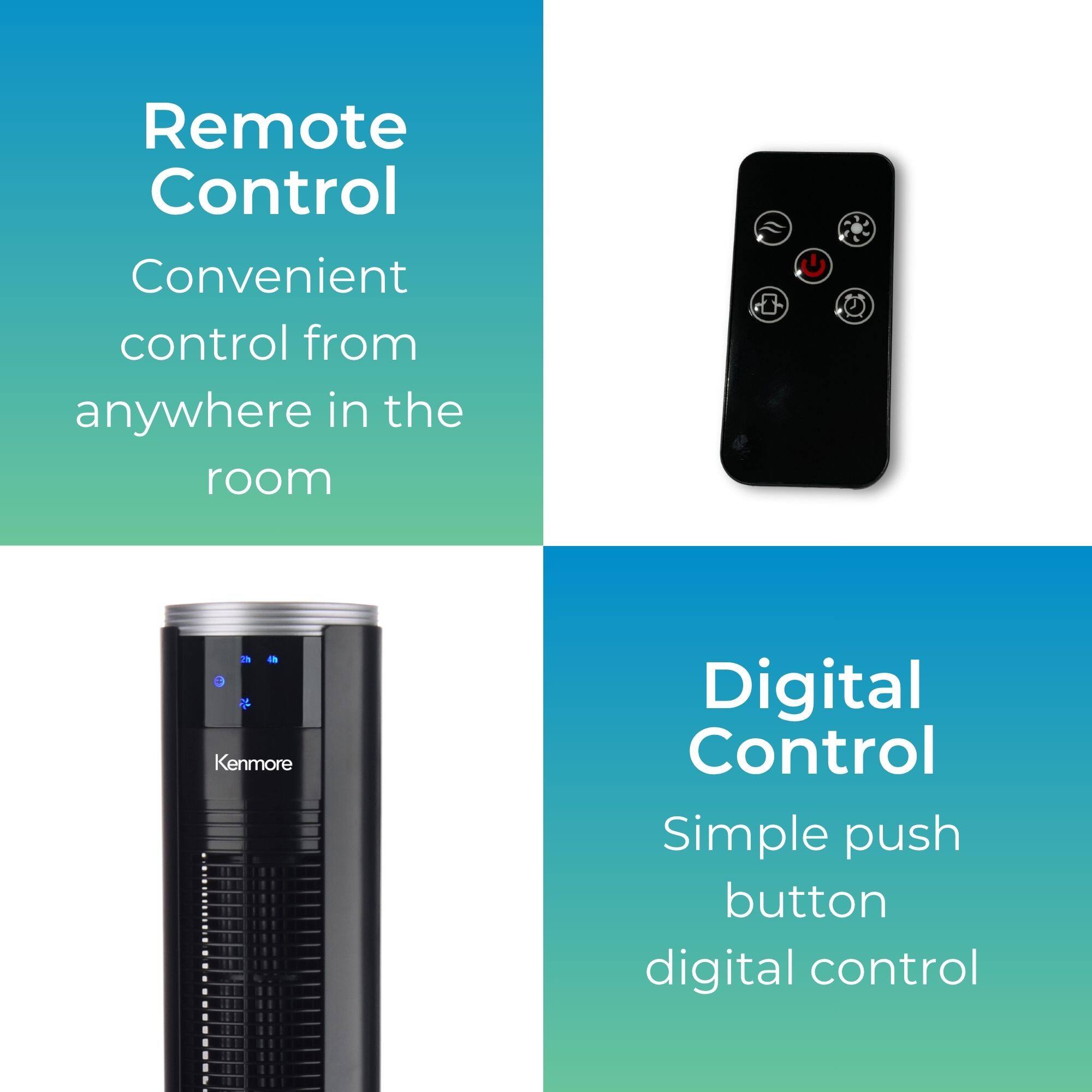 Remote Control  
Convenient control from anywhere in the room  

Digital Control  
Simple push button digital control