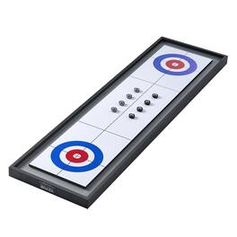 VEVOR - Shuffleboard and Curling 2 in 1 Board Games, 45" Portable Tabletop Set, Two Sided Tabletop Shuffleboard - Black,White