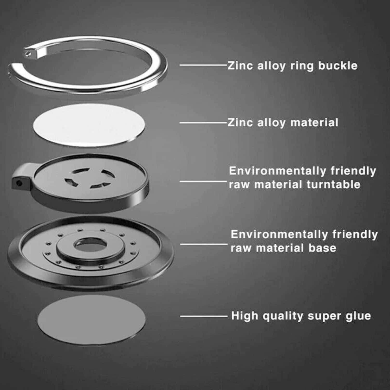 - Zinc alloy ring buckle
- Zinc alloy material
- Environmentally friendly raw material turntable
- Environmentally friendly raw material base
- High quality super glue