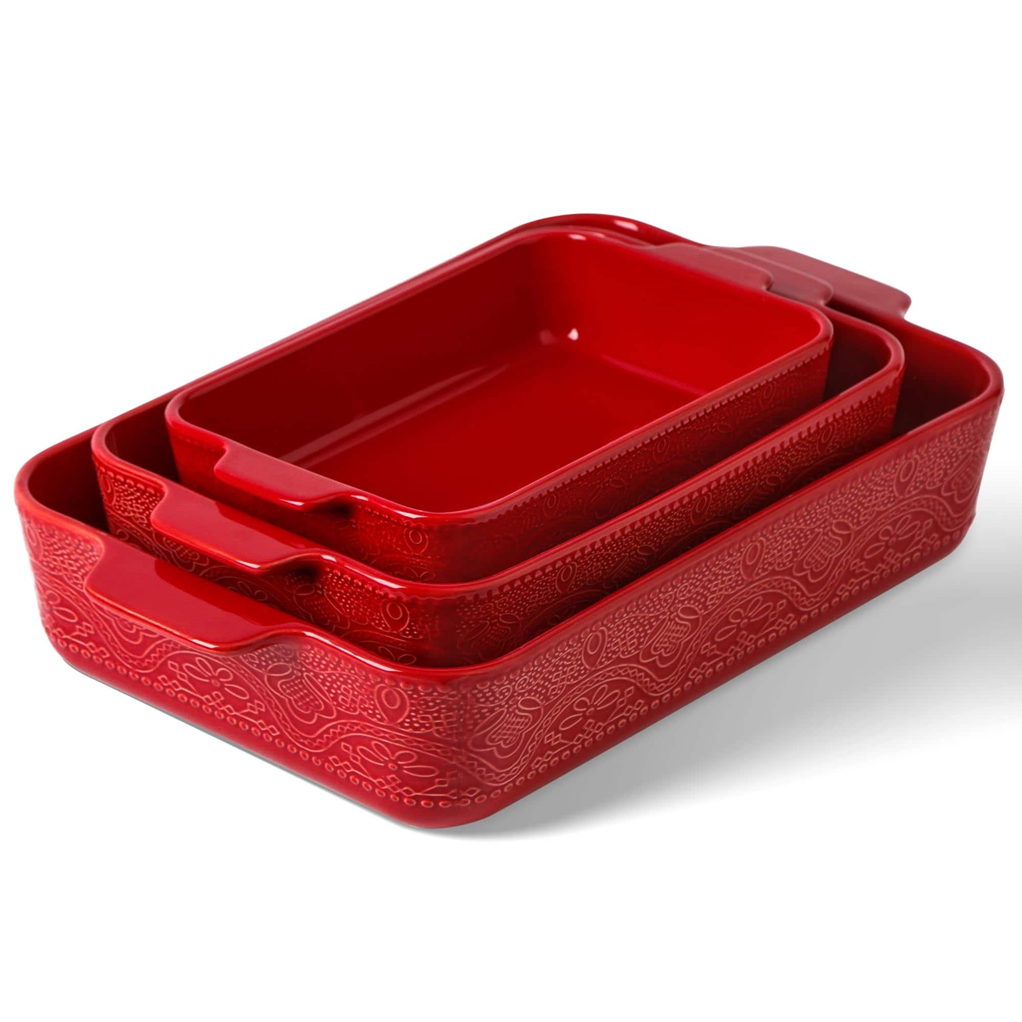 PARKER SLATER - Ceramic Baking Dish Set Of 3 Casserole Dishes For Oven Ideal Stewing Roasting And Holiday Feasts. The Gift Mother's D...