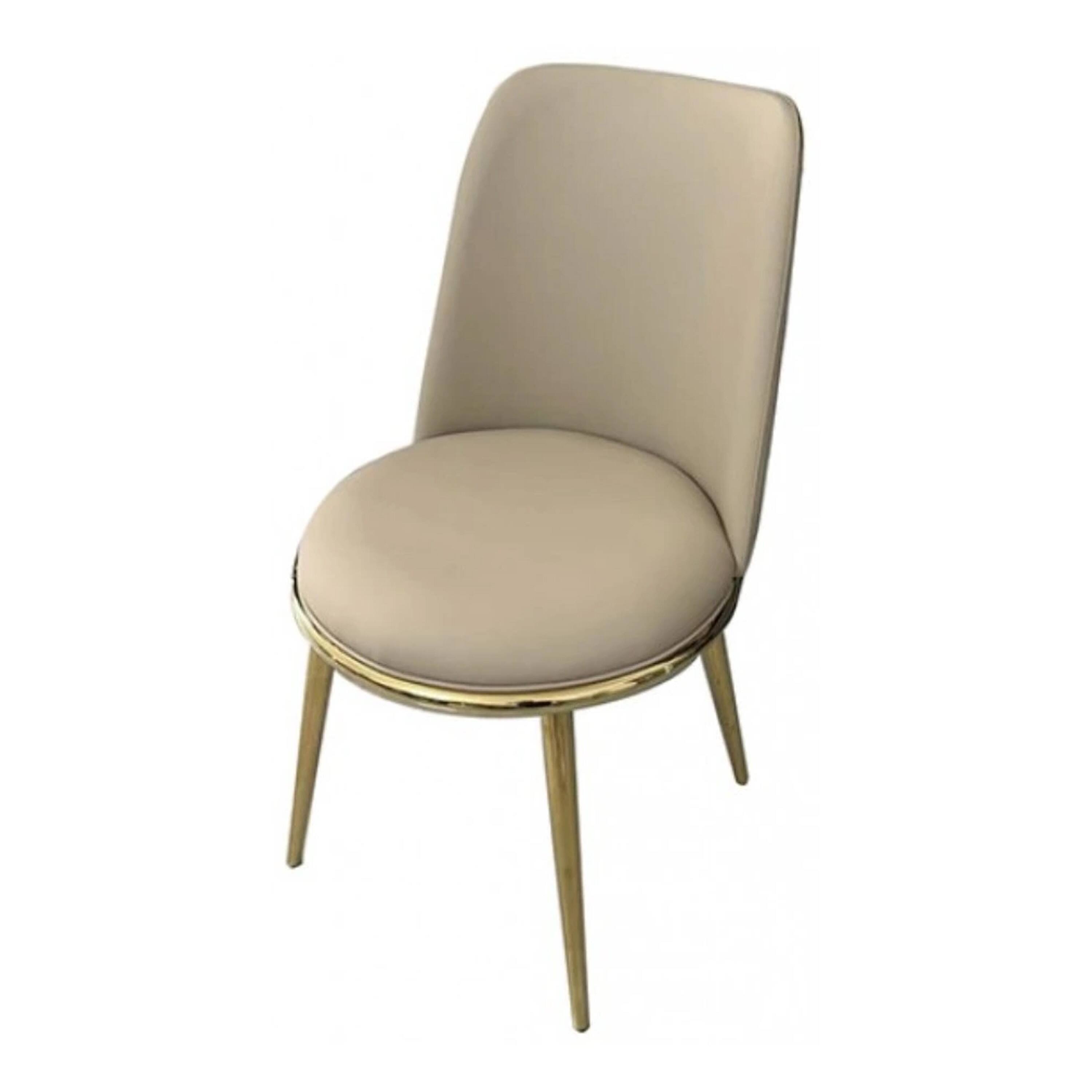 Alt View 1. Manhattan Lane - Relli Side Dining Chair Set of 2, Gold Metal, Taupe Faux Leather - Gold, Taupe.