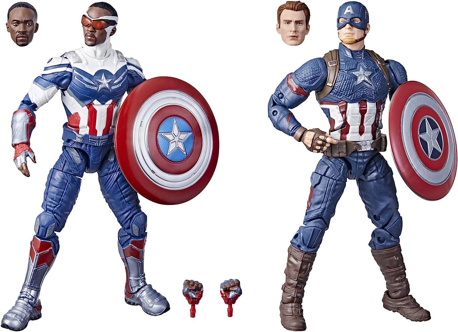 Alt View 1. Hasbro - Marvel Legends Series: Captain America 2-Pack Steve Rogers Sam Wilson MCU 6-Inch Figures.