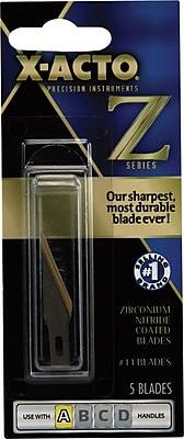 X-ACTO Precision Instruments  
Z Series  

Our sharpest, most durable blade ever!  

#1 Brand  
Zirconium Nitride Coated Blades  
#11 Blades  
5 Blades  

Use with A B C D Handles