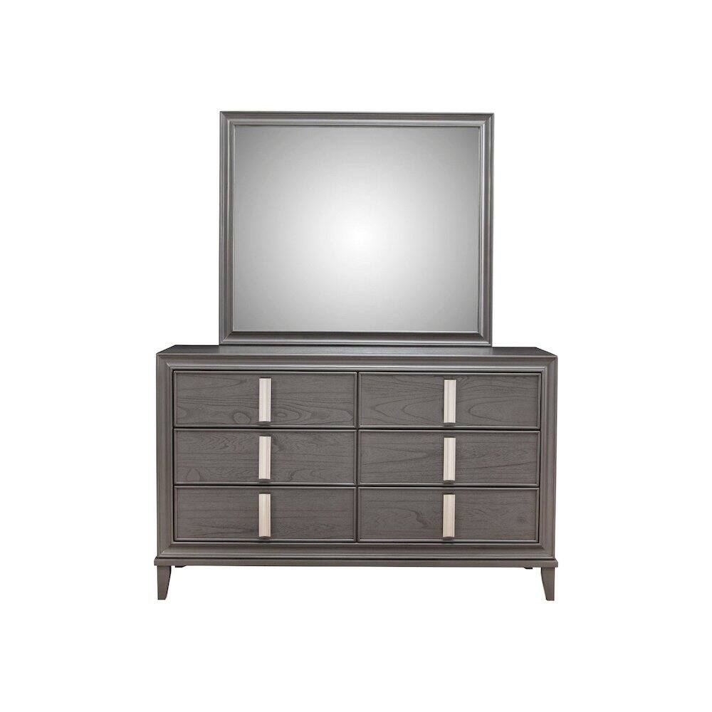 Front. Alpine Furniture - Lorraine Mirror - Dark Grey.