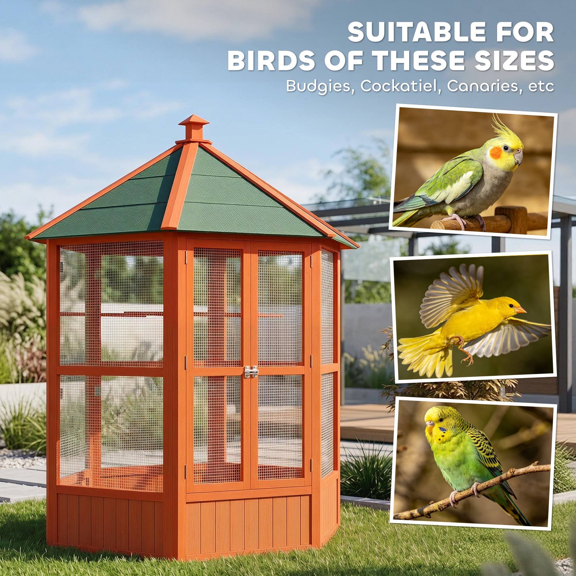 SUITABLE FOR BIRDS OF THESE SIZES  
Budgies, Cockatiel, Canaries, etc