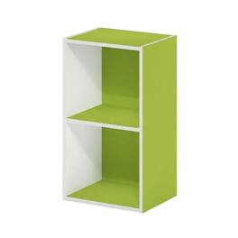 FurniFact - Storage solution with 2 open tiers, suitable for living room or office - Green/White