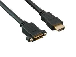Cable Leader - High-Speed HDMI Panel Mount Extension Cable Male to Female, 28 AWG 4K Support for Server Rack, AV Cabinet - Black