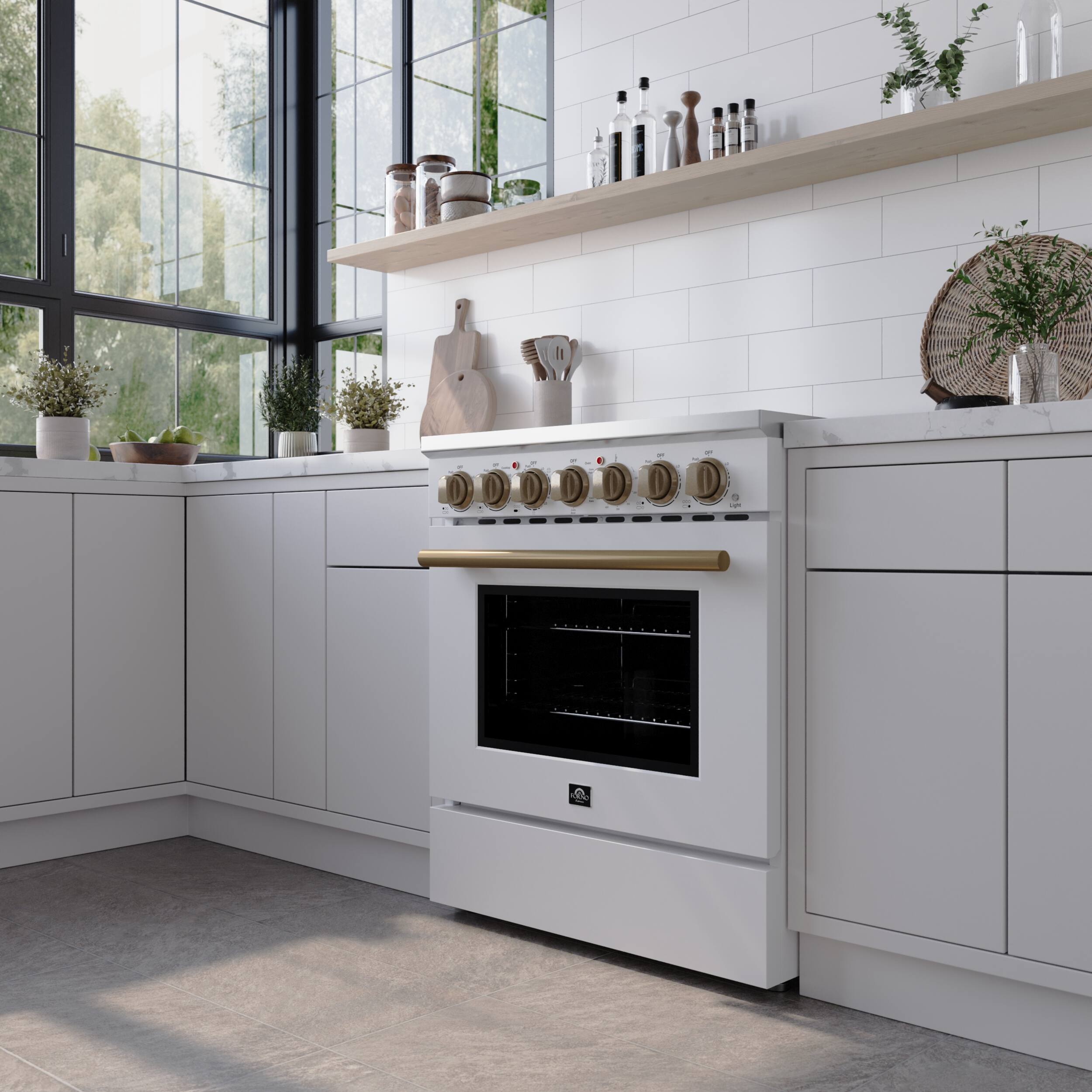 Alt View 9. Forno Appliances - Paolo 4.38 cu. ft. Freestanding Electric True Convection Range with Warming Zone - White.