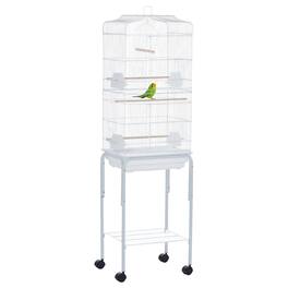 Pawhut - 60" Metal Indoor Bird Cage Starter Kit with Detachable Rolling Stand, Storage Basket, and Accessories