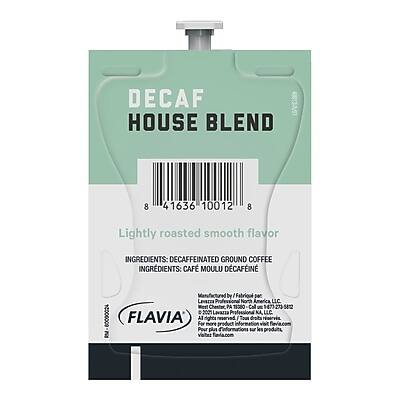 DECAF  
HOUSE BLEND  

Lightly roasted smooth flavor  

INGREDIENTS: DECAFFEINATED GROUND COFFEE  
INGREDIENTS: CAFÉ MOULU DÉCAFINÉ  

Manufactured by: Lavazza LLC  
PA  
Call 1-877-27-5812  

FLAVIA  

© 2001 Lavazza LLC  
All rights reserved  

Pour plus de produits,