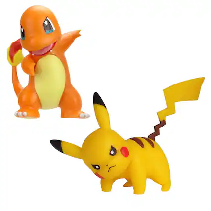 Front. Pokémon - Pokemon 2 Inch Battle Figure Pack | Pikachu vs. Charmander - Red.
