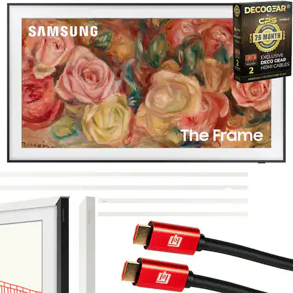 SAMSUNG
The Frame
DECOCGEAR®
CPS BUNDLE
26 MONTH PROTECTION
EXCLUSIVE DECO GEAR
2 HDMI CABLES
PREMIUM PROTECTION PLAN