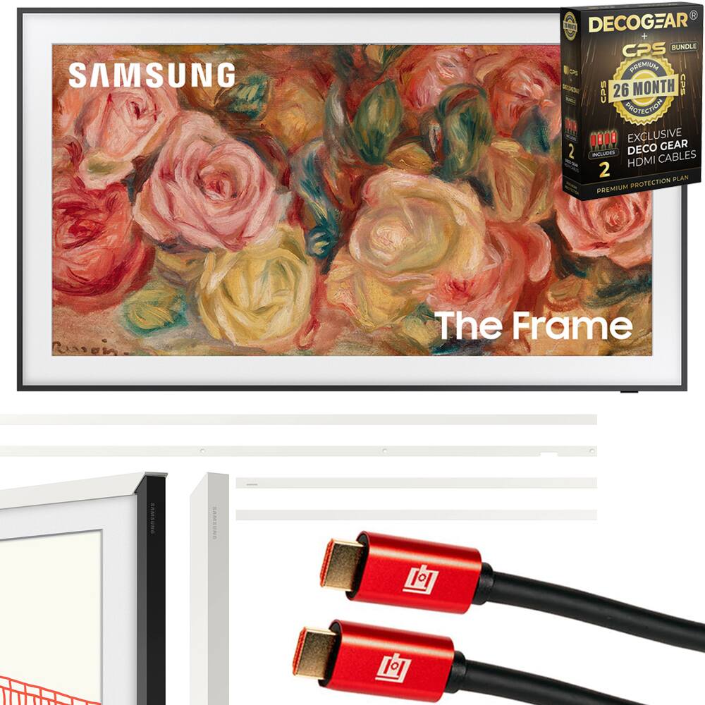 SAMSUNG  
The Frame  

DECOCGEAR®  
CPS BUNDLE  
26 MONTH PROTECTION  
EXCLUSIVE DECO GEAR  
2 HDMI CABLES  

PREMIUM PROTECTION PLAN