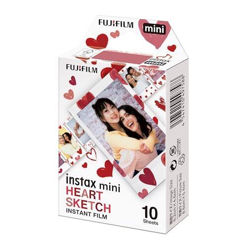 FUJIFILM mini  
FUJIFILM 3 ASTOX minl 497588 547410  
M E instax mini HEART SKETCH INSTANT FILM 10 Sheets  
Size Image bcm 4  
6.2cm x 9.8cm  
Picture 4cm x 5.8cm