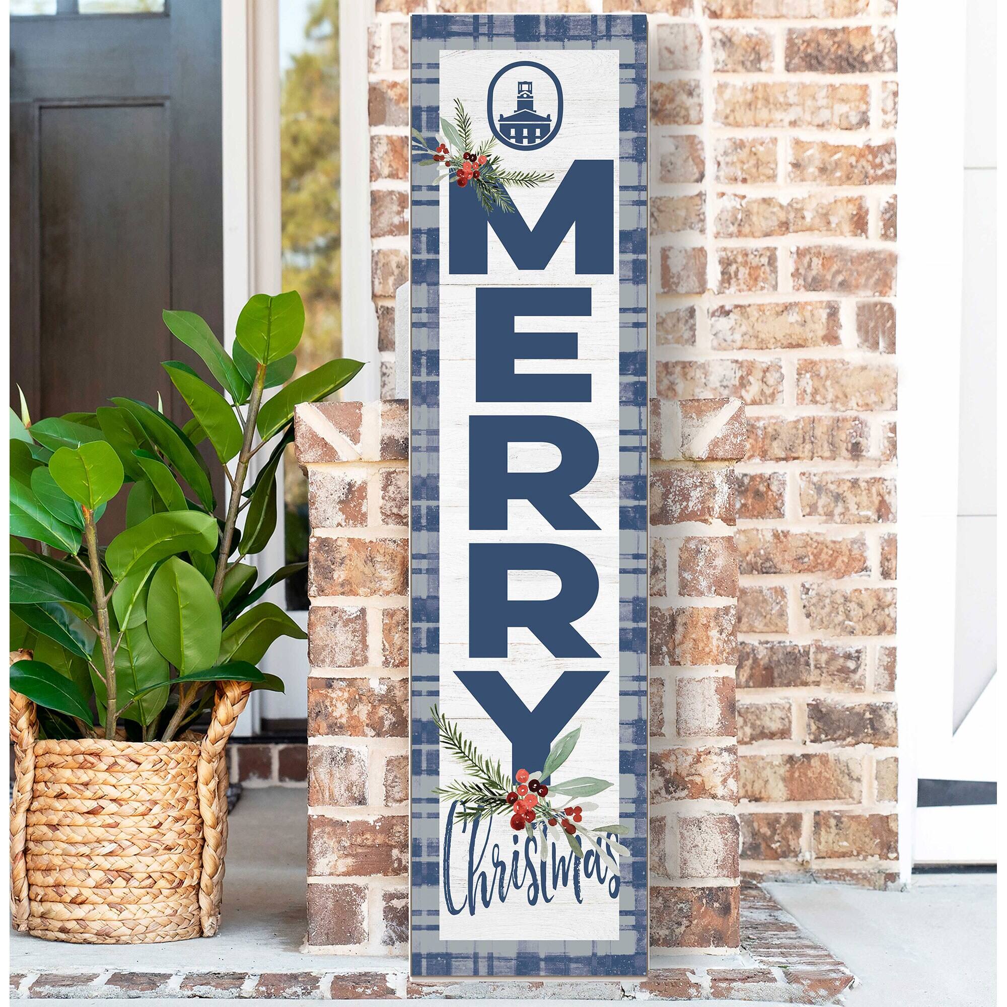 Alt View 1. Jardine - Marietta College Pioneers 12'' x 48'' Outdoor Merry Christmas Leaner - White.