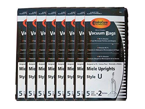 A Multi Allergy Sensitive EnviroCore Technologies Vacuum Bags and Allergen Particle Filters 99.7% Filtration Designed to Fit: Miele Uprights Style U 5 BAGS + 2 FILTERS