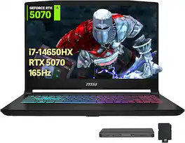 MSI - Katana 15.6" Gaming Laptop,Intel i7-14650HX,GeForce RTX 5070,32GB DDR5,2TB SSD,Win 11 Pro,512GB Dock Station - Black