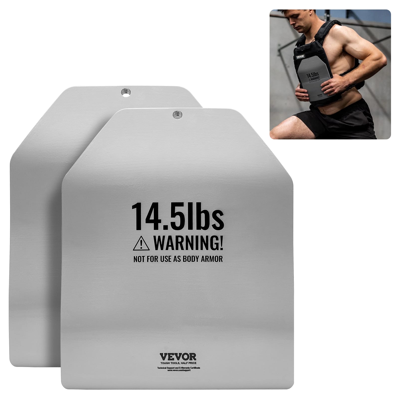VEVOR - Curved Weight Vest Plates, 14.5 LB Pairs, Premium Steel Weighted plates, Contoured Ergonomic Fit – WODs - Gray