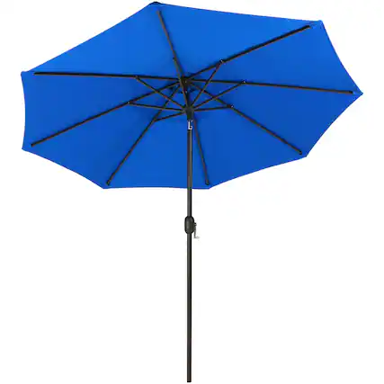 Front. Sunnydaze - 9 ft Sunbrella Patio Umbrella with Tilt and Crank - Pacific Blue.