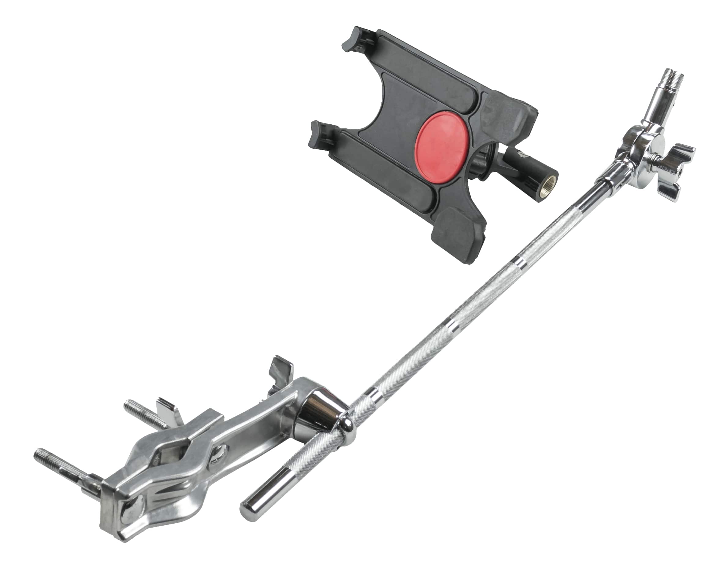 Gibraltar Hardware - Tablet Holder with Boom Arm and Clamp, Drum Kit Accessory, Secure Tablet Mount with Multi-Angle Positioning - Black