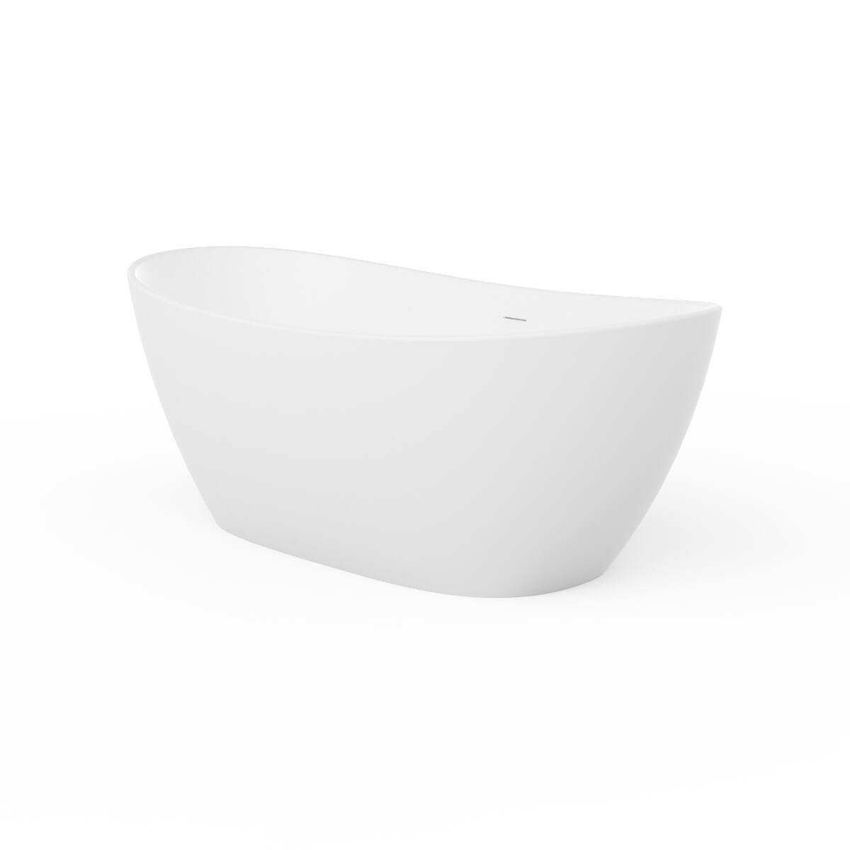 Back. Loheer - Loheer Solid Surface Freestanding Bathtub, Matte White Soaking Tub with Center Drain, 65 in - Matte White.