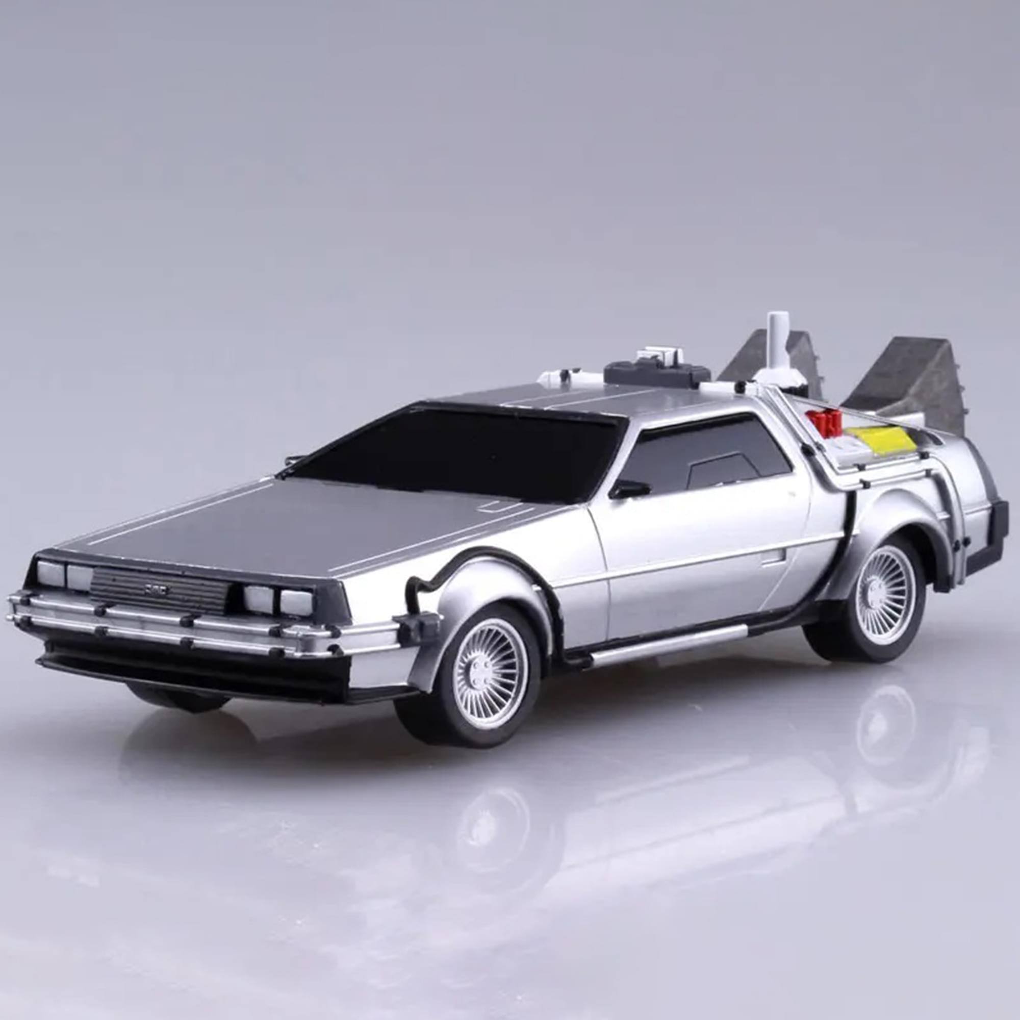Alt View 1. Aoshima - Back to the Future 2 Pullback DeLorean 1/43 Scale Model Kit - Silver.