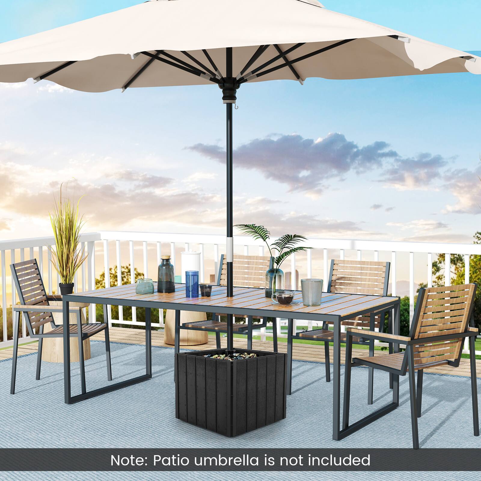 Note: Patio umbrella is not included