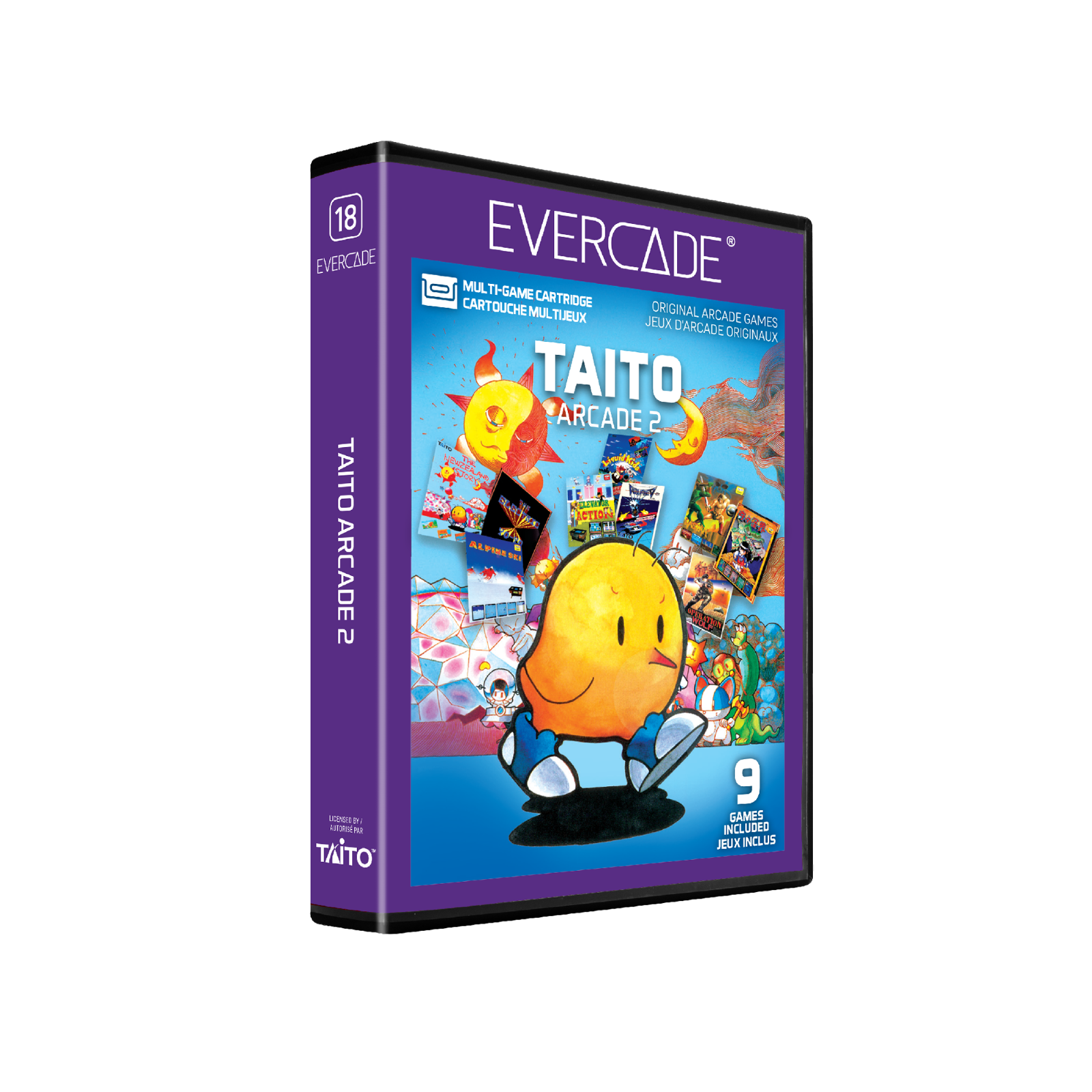 18 EVERCADE EVERCADE MULTI-GAME CARTRIDGE CARTOUCHE MULTIGAME ORIGINAL ARCADE JEUX D'ARCADE GAMES ORIGINAUX TAITO ARCADE 2 TAITO AL PINA DRE ARCADE 2 9 GAMES INCLUDED JEUX INCLUS TAITO - E (Everyone)