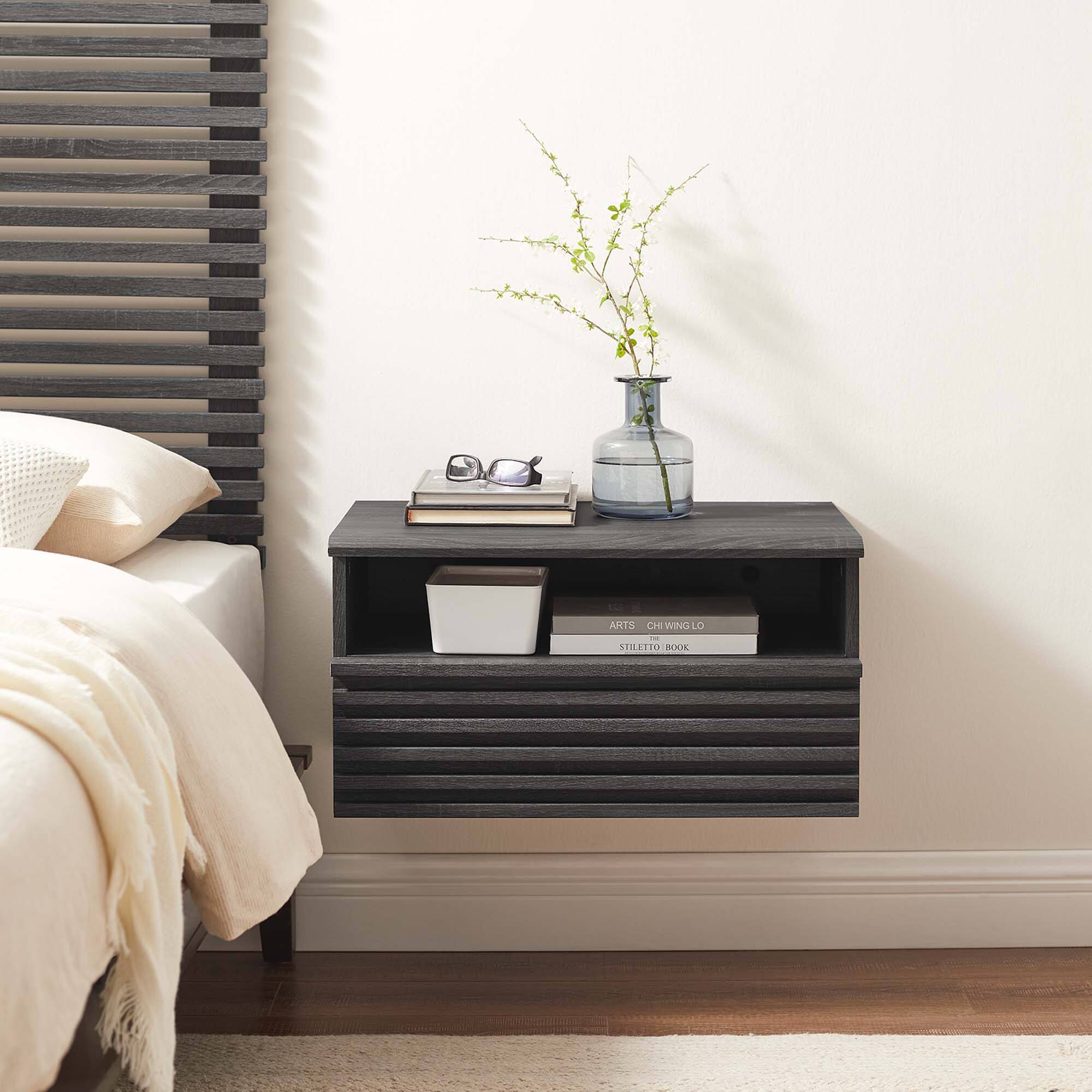 Render Wall-Mount Nightstand by Modway - Charcoal
