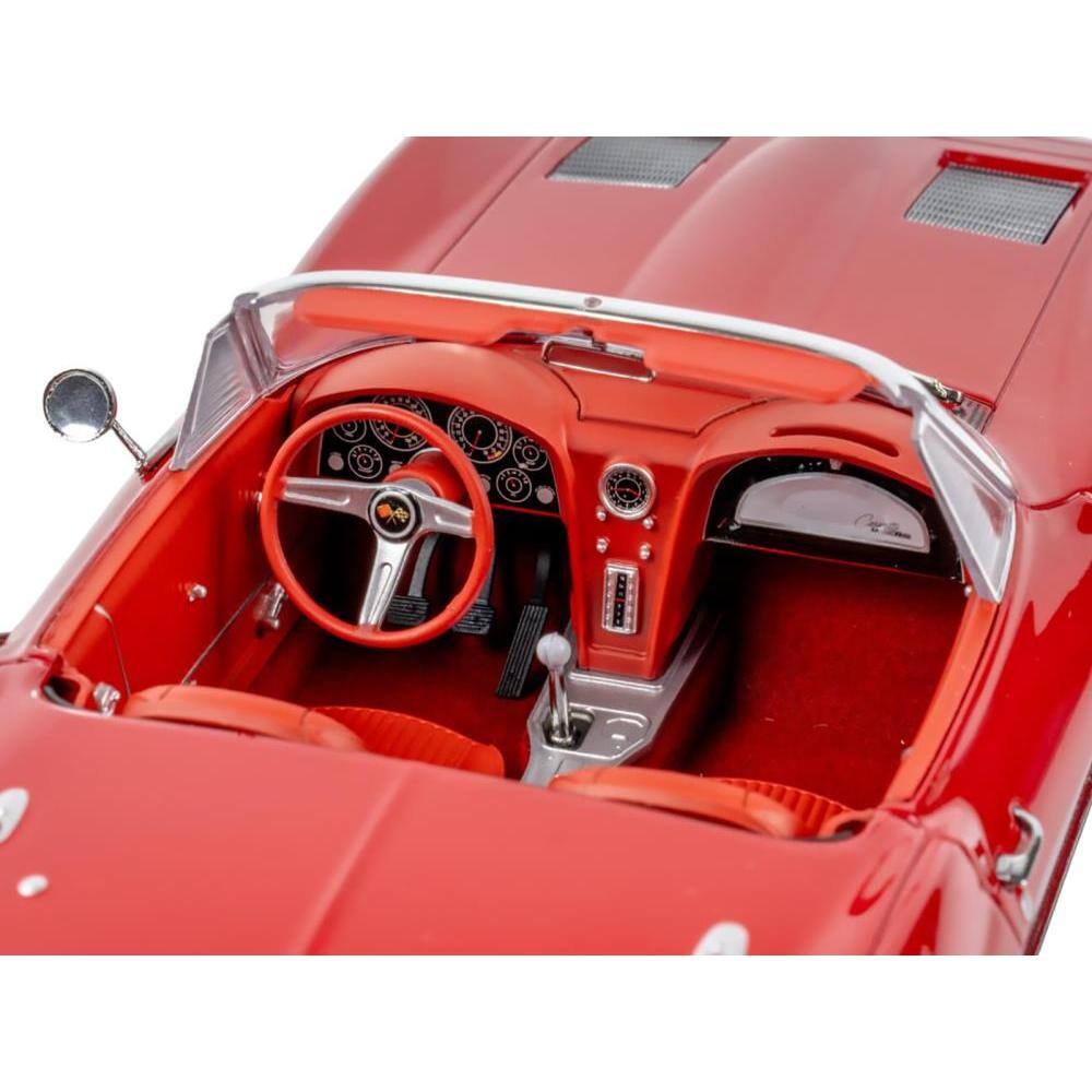 Back. Norev - 1963 Chevrolet Corvette Stingray Convertible Riverside Red 1/18 Diecast Model Car by Norev - Red.