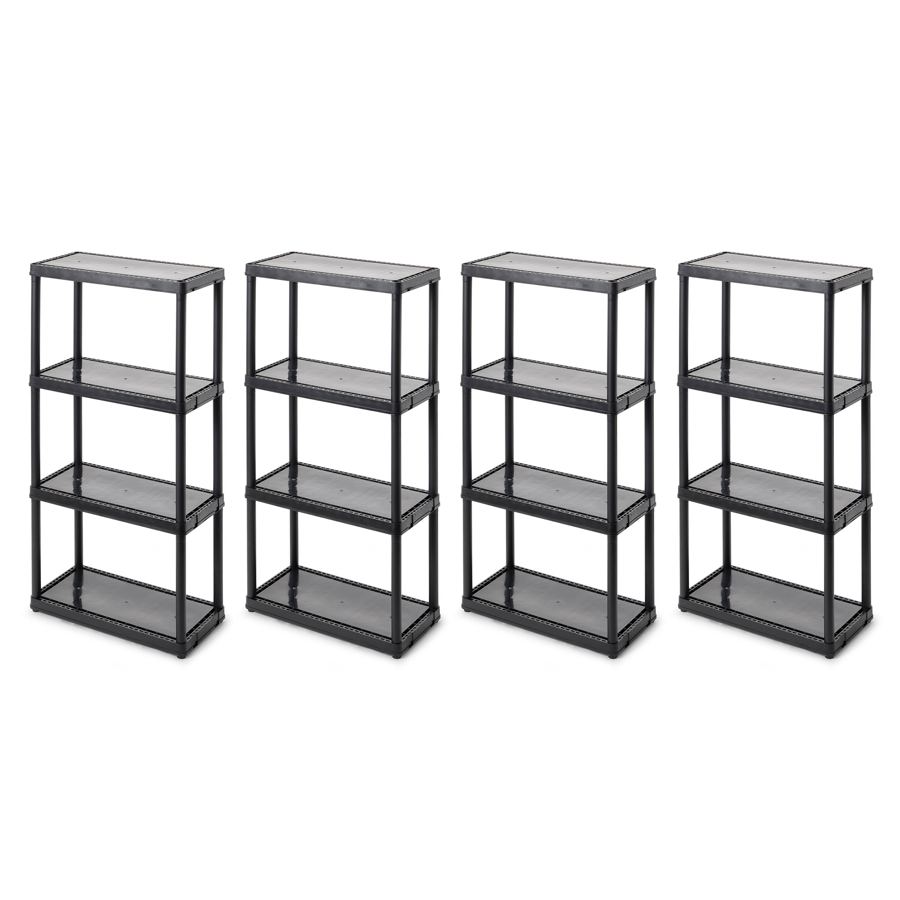 Front. Gracious Living - Gracious Living 4 Shelf Fixed Height Light Duty Storage Unit, Black (4 Pack) - 4 Shelf - Black.